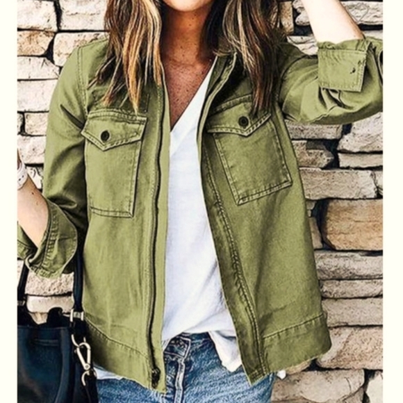 cezele Jackets & Blazers - Olive Denim Jacket 🫒